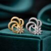 Flower 8 Leaf Stud Earrings | Elegant Floral Gold Stud Earrings for Women