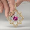 Flower Round Diamond Pendant Necklace | Floral Sparkle Necklace for Women