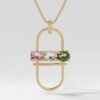 Minimalist Three Stone Gemstone Bar Pendant CAD Design | Modern Oval Frame Necklace 3D Model