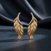 Luxury Feather Diamond Drop Earrings CAD Design | Elegant Gold Leaf Earrings 3D Model | Jewelry CAD File for Production